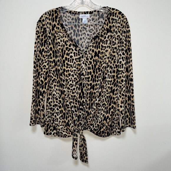 Jaclyn Smith Tops - Jaclyn Smith Animal Print Button-Up Blouse